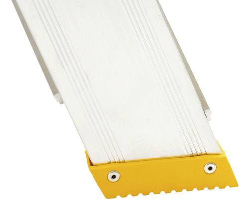 Detaliu scară aluminiu cu picior galben