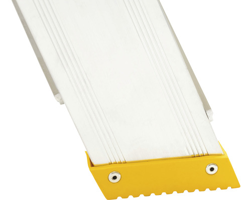 Detalii ale unei scări din aluminiu cu picior galben