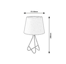 Schiță a unei lămpi de masă cu dimensiunile de 170 mm diametru și 290 mm înălțime