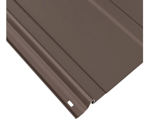 Prim-plan cu tablă cutată trapezoidală maro