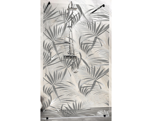 Paravan de duș din sticlă cu model de plante