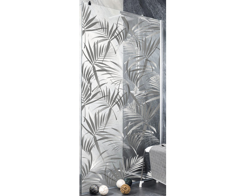 Cabină de duș din sticlă cu model de plante pentru baie