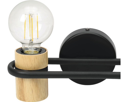 Lampa de perete din lemn și metal cu bec