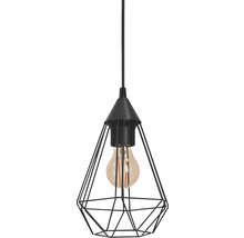 Lumină suspendată cu abajur geometric din sârmă și bec