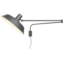 Lampa de perete gri cu braț pivotant și abajur