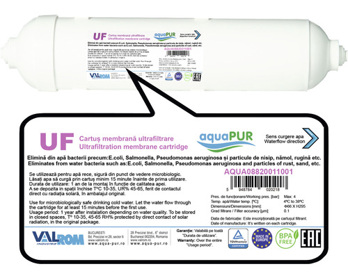 Cartuș de filtrare a apei AquaPur cu membrană de ultrafiltrare