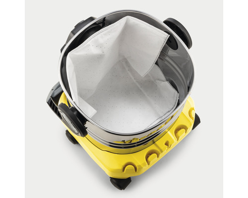 Aspirator cu filtru de sac de hârtie în recipient