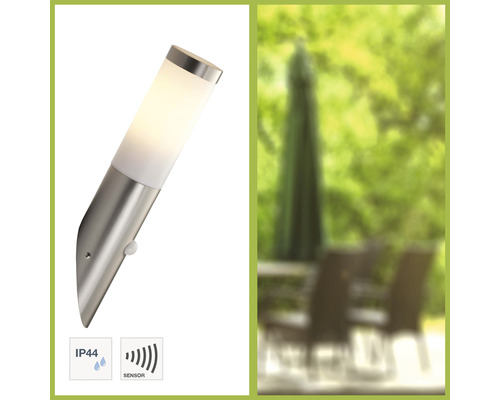 Lumină de exterior din oțel inoxidabil cu senzor și grad de protecție IP44