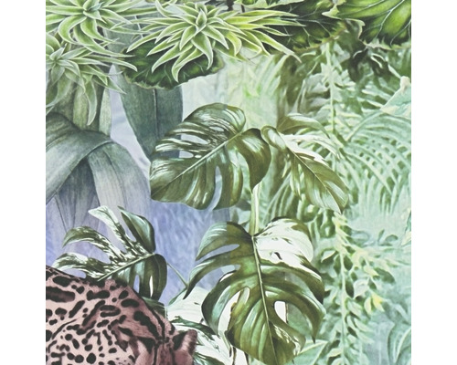 Tapet cu frunze tropicale și leopard