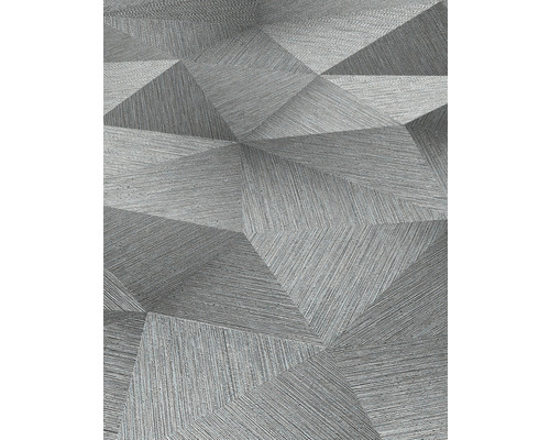 Prim-plan cu un tapet gri cu model geometric tridimensional.