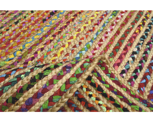 Covor împletit din iută și resturi de material textil