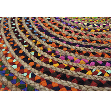 Covor rotund din iută și resturi de material textil