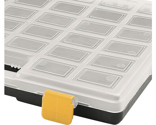 Cutie sortiment cu capac transparent și închidere galbenă