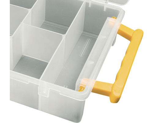 Cutie de sortare transparentă cu mâner galben