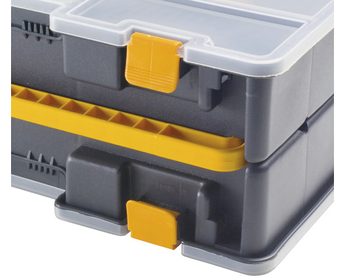 Cutie de scule stivuibilă din plastic cu cleme de închidere