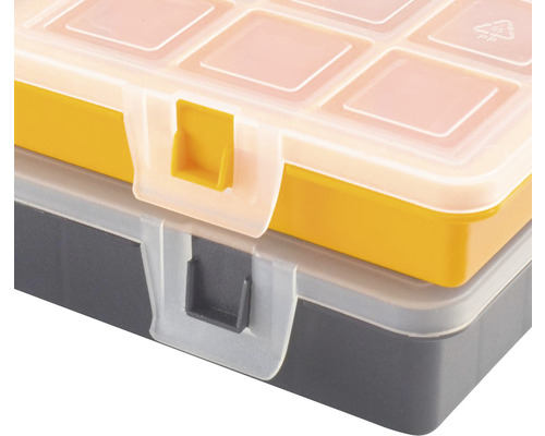 Vizualizare detaliată a două cutii de sortiment cu închidere