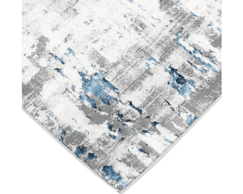 Covor cu model abstract în tonuri de gri, albastru și alb