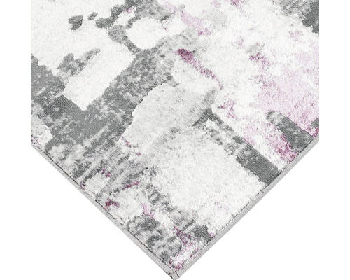 Covor cu model abstract în tonuri de gri, alb și liliac