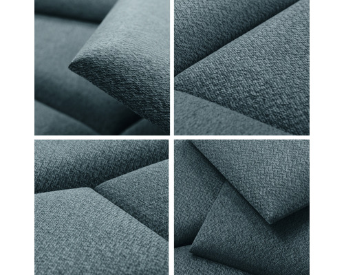 Vizualizare detaliată a unei piese de mobilier cu tapițerie din material textil