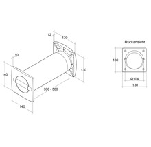 Desen tehnic al unei cutii de perete cu dimensiuni