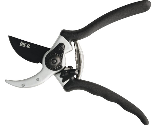 Foarfece de grădină cu lamă neagră și cap de foarfece argintiu