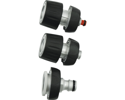 Trei cuplaje de grădină din metal și plastic pentru furtunuri de grădină