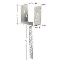 Suport stâlp tip U Kaiserthal 91x100x200 mm, zincat, fixare în beton-thumb-1