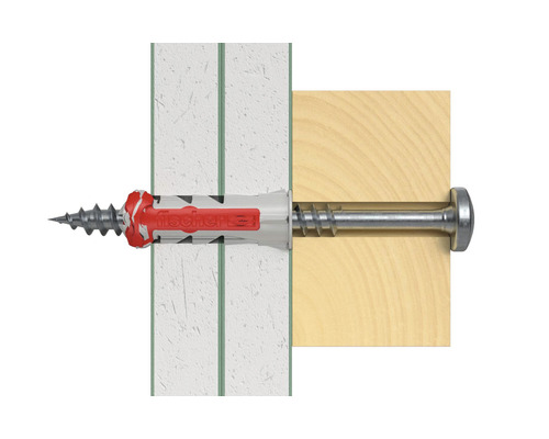 Diblul Fischer cu șurub în perete și lemn