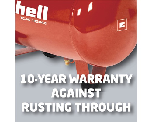 Imagine detaliată a unui compresor de aer cu garanție de 10 ani împotriva ruginirii.