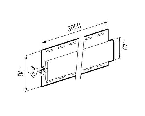 Ilustrație a dimensiunilor unui profil de fațadă cu o lungime de 3050 mm.