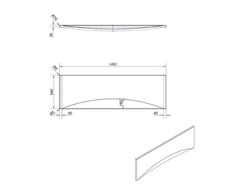 Desen tehnic al unui panou cu dimensiuni