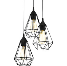Lampa suspendată cu trei becuri în design geometric