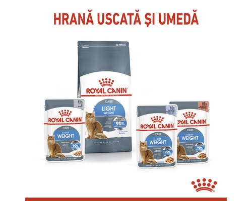 Hrană pentru pisici Royal Canin Light Weight, hrană uscată și umedă