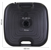 Suport pătrat pentru umbrelă, din plastic, cu dimensiunile 440 mm x 450 mm