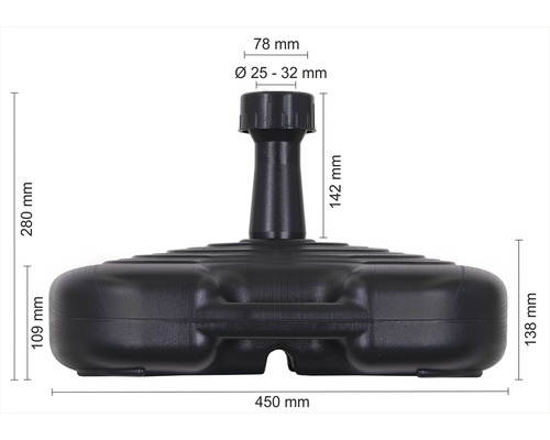 Imagine a unui suport de umbrelă de soare cu dimensiuni