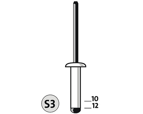 Reprezentare a unui nit orb cu dimensiunile de la 10 la 12 milimetri.