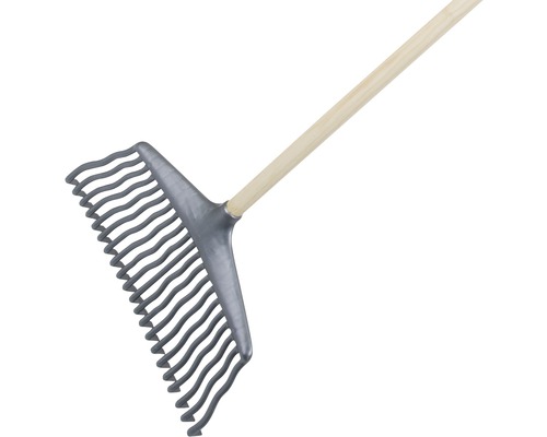 Greblă metalică cu mâner de lemn