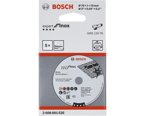 Disc de tăiere Bosch Expert Inox pentru polizor unghiular, diametru 76 milimetri