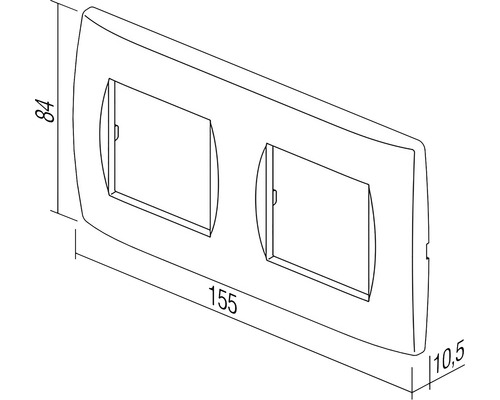 Capac pentru două întrerupătoare sau prize cu dimensiunile de 84 pe 155 milimetri