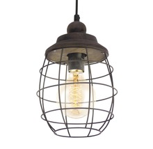 Lampă suspendată cu cușcă metalică și sursă de lumină