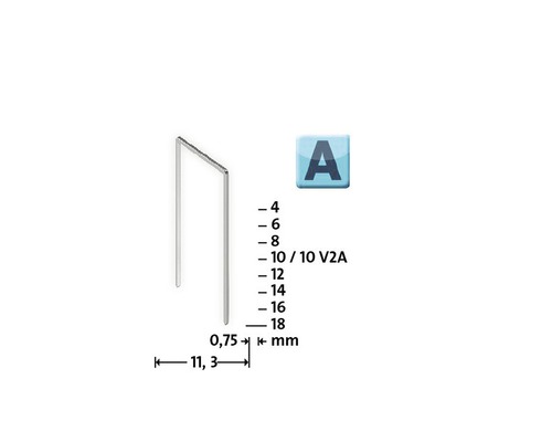 Agrafă de sârmă cu dimensiunile 0,75 mm x 11,3 mm