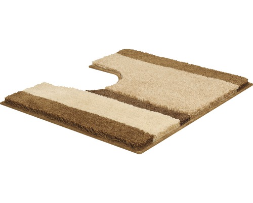 Covor de baie cu fibre lungi, model în dungi și decupaj pentru toaletă