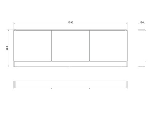 Desen tehnic al unui dulap de bază pentru lavoar cu dimensiuni