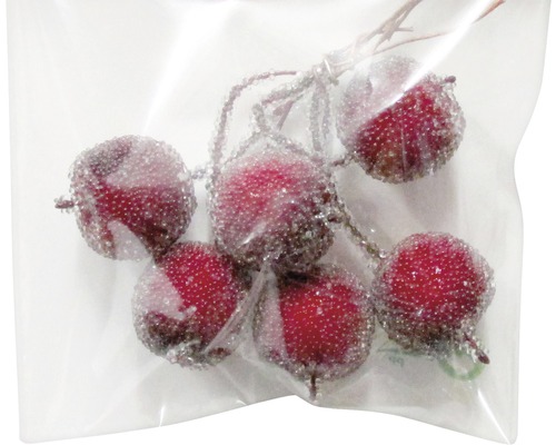 Bobițe decorative roșii în pungă transparentă