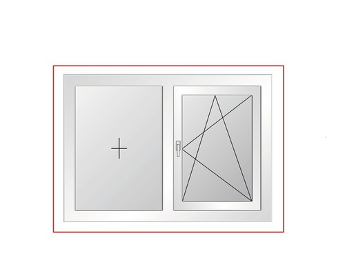 Fereastră cu două canaturi, una cu grilaj