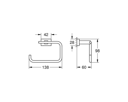 Desen tehnic al unui suport de hârtie igienică cu dimensiuni
