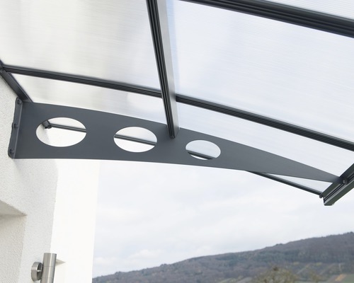 Copertină cu policarbonat transparent și suport din oțel