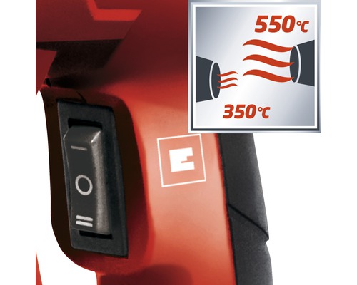 Logo Einhell, comutator și simbol pentru 350 grade Celsius și 550 grade Celsius