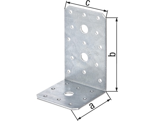 Conector unghiular din metal cu găuri pentru șuruburi