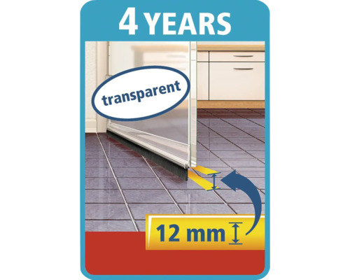 Garnitură de ușă cu perie, transparentă, spațiu de 12 mm, garanție 4 ani